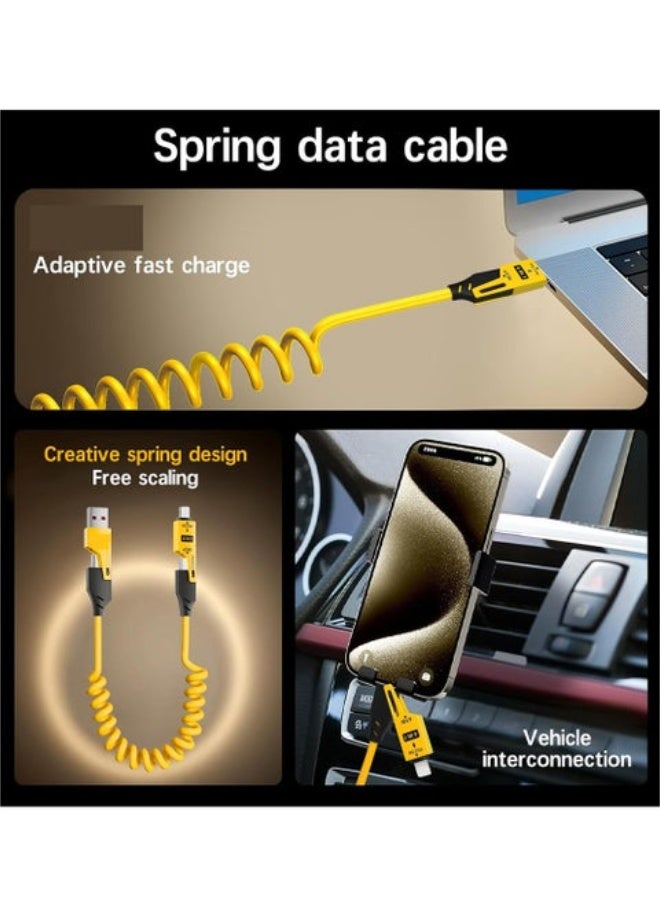 كابل بيانات معدني سريع 4 في 1 قابل للتحويل، بطول 3.9 قدم USB C USB A، 65 واط، متوافق مع iPhone/iPad/MacBook - Image 4